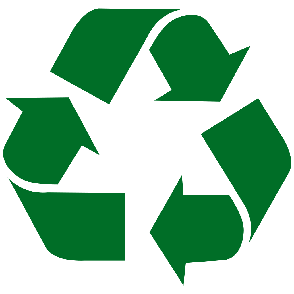 Le ruban de Möbius est le logo universel des matériaux recyclables.
Il est vert et le fond blanc.